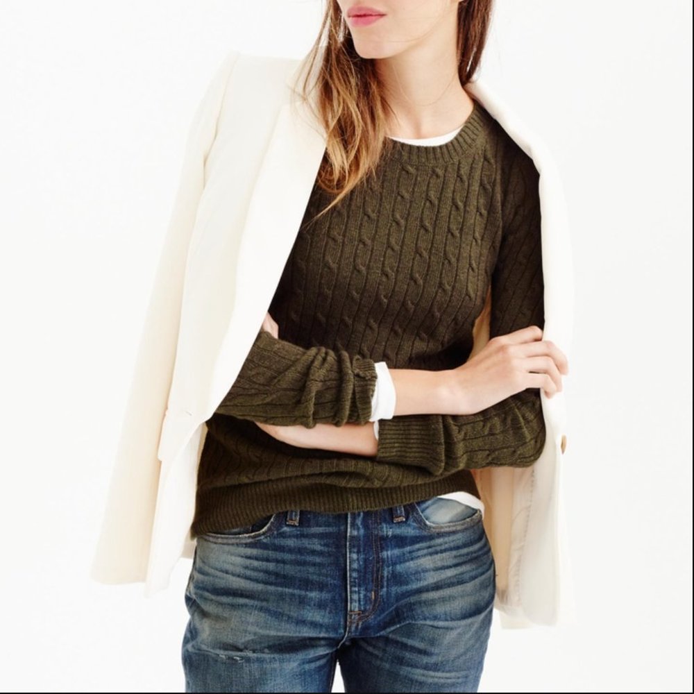 J.Crew Cambridge Cable Knit Sweater (Black)